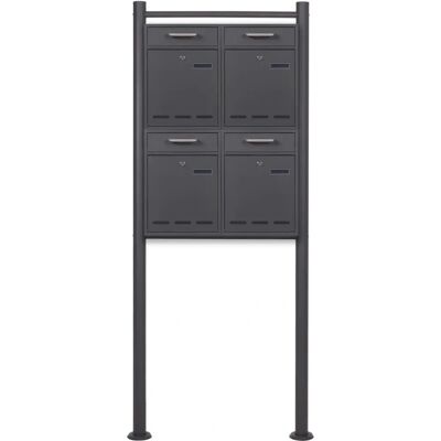 Wiltec Modelo V53 Cajón de Correos Antracita - Buzón resistente a la intemperie con soporte Wiltec Modelo V53 Cajón de Correos Antracita - Buzón resistente a la intemperie con soporte
