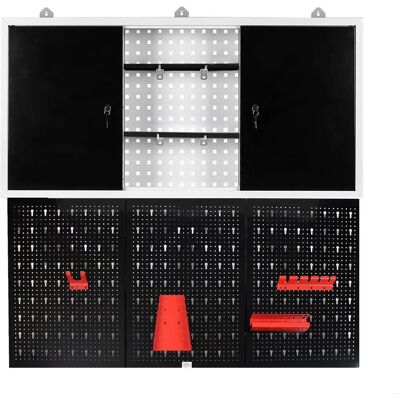 Sistema di stoccaggio a parete Xpotool - 3 pannelli e armadio con chiusura Sistema di stoccaggio a parete Xpotool - 3 pannelli e armadio con chiusura