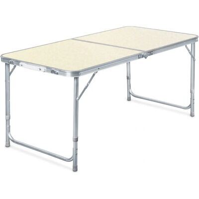 Toboli Faltbarer Camping-Tisch - Weiß - 120x60x70cm, Höhenverstellbar, Leicht Toboli Faltbarer Camping-Tisch - Weiß - 120x60x70cm, Höhenverstellbar, Leicht