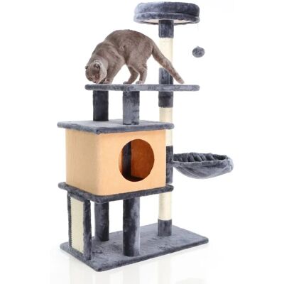 Fudajo Kratzbaum - 112cm - Grau Plüsch Mehrstufig für Katzen Fudajo Kratzbaum - 112cm - Grau Plüsch Mehrstufig für Katzen