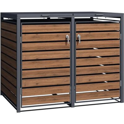 Wiltec Gartenhaus + Mülltonnenbox - Wetterfeste 2-Container Aufbewahrung Wiltec Gartenhaus + Mülltonnenbox - Wetterfeste 2-Container Aufbewahrung