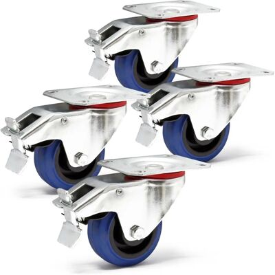WILTEC Set 4x Transportrollen - Drehbar, 80mm, 100kg WILTEC Set 4x Transportrollen - Drehbar, 80mm, 100kg