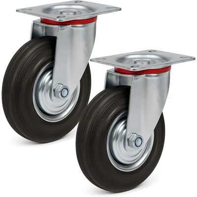 WILTEC Set 2 Lenkwheels Gummi 160mm Stahlfelgen 130kg WILTEC Set 2 Lenkwheels Gummi 160mm Stahlfelgen 130kg
