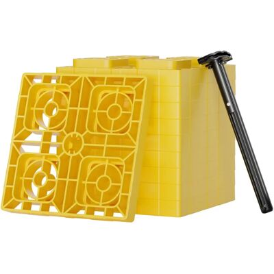 Wiltec Bloques de nivelación - Juego de 10 - Soporta hasta 13,5 toneladas - Placas de soporte para caravanas Wiltec Bloques de nivelación - Juego de 10 - Soporta hasta 13,5 toneladas - Placas de soporte para caravanas