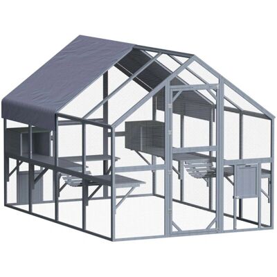 Wiltec Zedern Katzengehege - 280cm x 187cm x 187cm - Grau Wiltec Zedern Katzengehege - 280cm x 187cm x 187cm - Grau