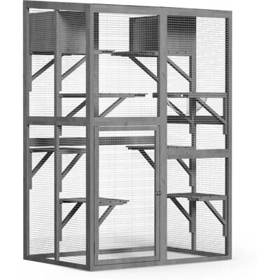 Wiltec Außenkatzengehege - 116x82x175,7 cm, 5 Ebenen, Holzschutzhütten Wiltec Außenkatzengehege - 116x82x175,7 cm, 5 Ebenen, Holzschutzhütten