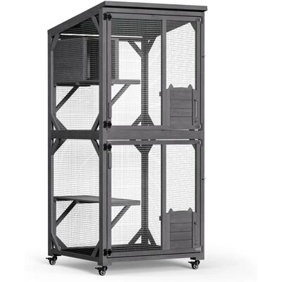Enclos pour chats Wiltec - 74x78x180 cm avec roues, niveaux multiples, double porte - Publicité Enclos pour chats Wiltec - 74x78x180 cm avec roues, niveaux multiples, double porte - Publicité
