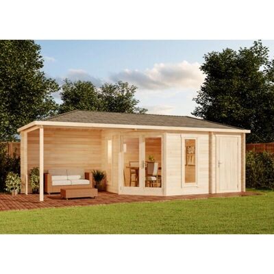 Alpholz Liwa Gartenhaus - Wetterfestes Holzhaus mit Anbau Alpholz Liwa Gartenhaus - Wetterfestes Holzhaus mit Anbau