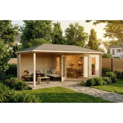 Alpholz Liwa Gartenhaus - Überdachte Terrasse & Walmdach Alpholz Liwa Gartenhaus - Überdachte Terrasse & Walmdach