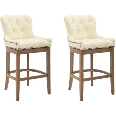 CLP - Set di 2 sgabelli Lakewood in Pelle Crema - Bar Stools CLP - Set di 2 sgabelli Lakewood in Pelle Crema - Bar Stools