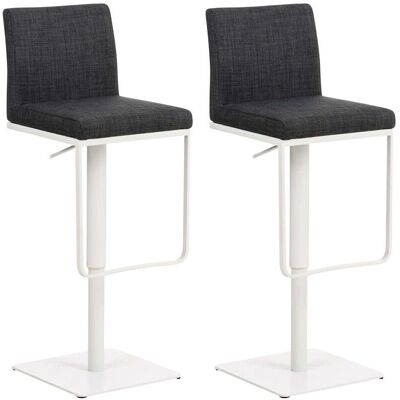 Set di 2 Sgabelli da Bar in Tessuto Grigio Scuro - Mobili da Bar Set di 2 Sgabelli da Bar in Tessuto Grigio Scuro - Mobili da Bar