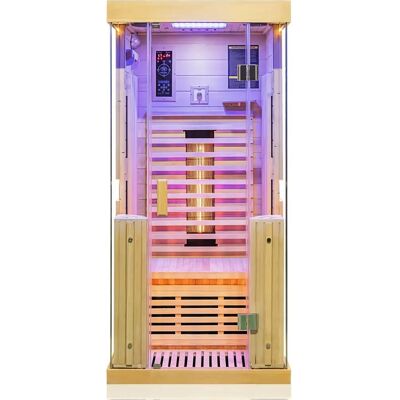 Dewello Kingston 90x90cm Infrarotkabine - Robustes kanadisches Hemlock-Holz Dewello Kingston 90x90cm Infrarotkabine - Robustes kanadisches Hemlock-Holz