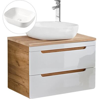 LUTON 80cm Hochglanz Weiß Waschbeckenunterschrank - Modernes Design LUTON 80cm Hochglanz Weiß Waschbeckenunterschrank - Modernes Design