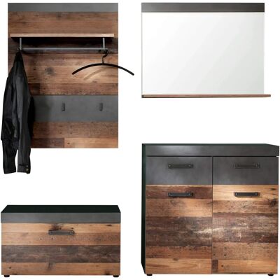 Trendteam Garderobenset Indy Grau 4-teilig - Kleiderstange & Spiegel Trendteam Garderobenset Indy Grau 4-teilig - Kleiderstange & Spiegel