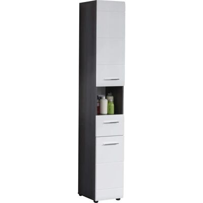 Trendteam Weiß-Grauer Badschrank - 30x182x31cm Trendteam Weiß-Grauer Badschrank - 30x182x31cm