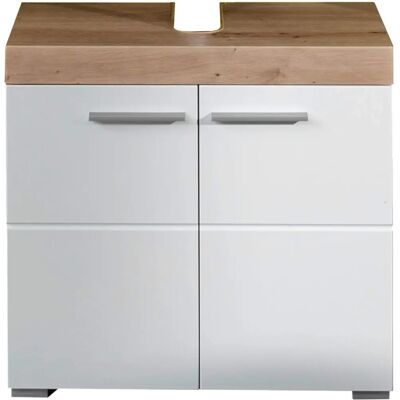 Trendteam Amanda Badezimmer Waschtischunterschrank - Weiß & Eiche - 60cm Trendteam Amanda Badezimmer Waschtischunterschrank - Weiß & Eiche - 60cm