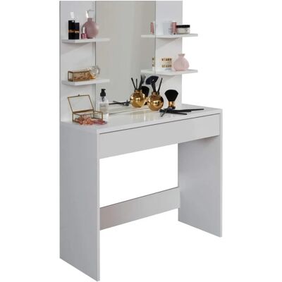 Table de maquillage blanche TrendTeam avec miroir et rangement Table de maquillage blanche TrendTeam avec miroir et rangement