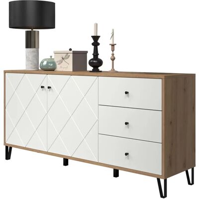 Trendteam Touch Blanc Chêne Artisanal Meuble - Sideboard - Publicité Trendteam Touch Blanc Chêne Artisanal Meuble - Sideboard - Publicité