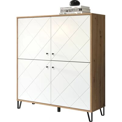 Buffet Trendteam Touch - Motif losanges - Chêne artisanal - 123x136x40cm - Publicité Buffet Trendteam Touch - Motif losanges - Chêne artisanal - 123x136x40cm - Publicité