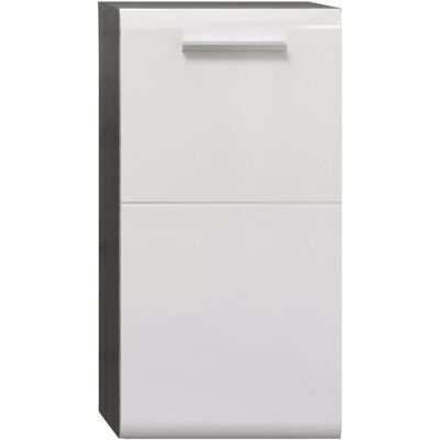 Trendteam Riva Wandhängeschrank - Weiß Hochglanz, Rauchsilber, 35x68x33cm Trendteam Riva Wandhängeschrank - Weiß Hochglanz, Rauchsilber, 35x68x33cm