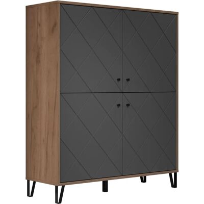 Highboard Montez - Grafittigrå, Eikekraft Gull, 123x136x40 cm Highboard Montez - Grafittigrå, Eikekraft Gull, 123x136x40 cm