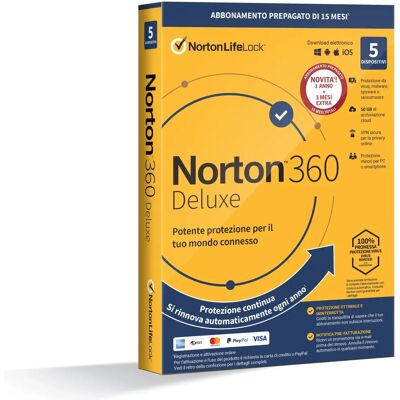 Symantec Norton 360 Deluxe - VPN, Backup, Controllo Genitori - Antivirus Symantec Norton 360 Deluxe - VPN, Backup, Controllo Genitori - Antivirus