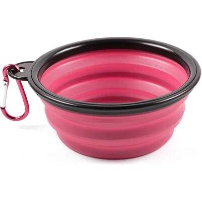 Marca Modelo - Tigela de viagem de silicone rosa para cães e gatos - 350ml Marca Modelo - Tigela de viagem de silicone rosa para cães e gatos - 350ml