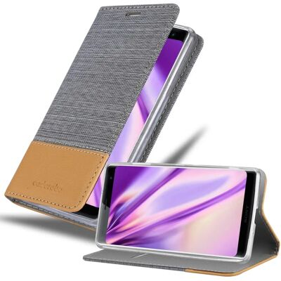 Sony Xperia XZ3 Suojakuori - Jeans-Tyyli & Jalusta - Vaaleanharmaa-Ruskea Sony Xperia XZ3 Suojakuori - Jeans-Tyyli & Jalusta - Vaaleanharmaa-Ruskea