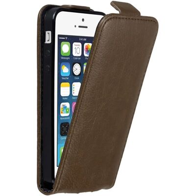 Cadorabo Hülle für iPhone 5 / 5S / SE - Kaffeebraun - Flip Cover Cadorabo Hülle für iPhone 5 / 5S / SE - Kaffeebraun - Flip Cover