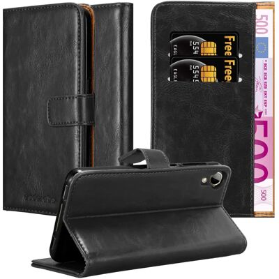 Cadorabo Graphit Schwarz Leder Buchhülle für HTC Desire 10 LIFESTYLE / Desire 825 mit Ständer Cadorabo Graphit Schwarz Leder Buchhülle für HTC Desire 10 LIFESTYLE / Desire 825 mit Ständer