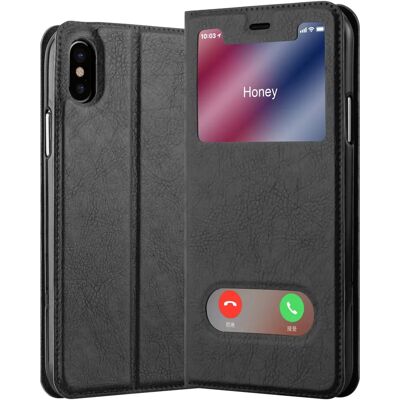 Oppo A53 Schwarze Magnetische Fenster Handyhülle - Sicht & Ständer Oppo A53 Schwarze Magnetische Fenster Handyhülle - Sicht & Ständer