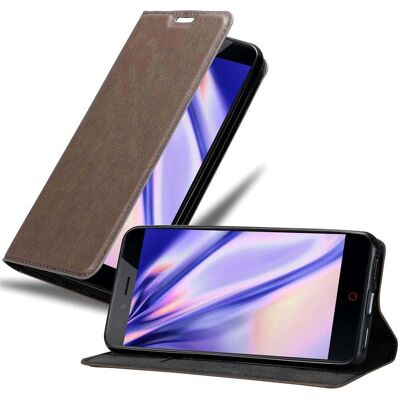 Étui ZTE Nubia Z11 MINI S - Coque de protection avec fonction de support et porte-cartes - Café Marron - Publicité Étui ZTE Nubia Z11 MINI S - Coque de protection avec fonction de support et porte-cartes - Café Marron - Publicité