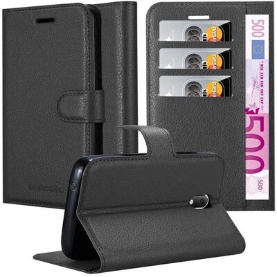 Cadorabo Schwarze Klapphülle mit Kartenfächern - Schutz & Ständer Cadorabo Schwarze Klapphülle mit Kartenfächern - Schutz & Ständer