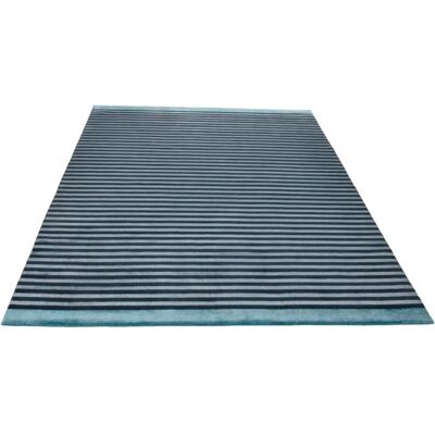 THEKO Miami 3286 Woll- & Viskose-Handgewebter Teppich - Rechteckig, Blau, 70x140cm THEKO Miami 3286 Woll- & Viskose-Handgewebter Teppich - Rechteckig, Blau, 70x140cm