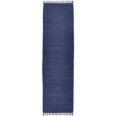 THEKO Blauer Baumwollteppich - Handgewebt, 70cm x 250cm - Für Fußbodenheizung geeignet THEKO Blauer Baumwollteppich - Handgewebt, 70cm x 250cm - Für Fußbodenheizung geeignet