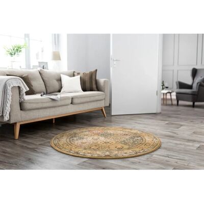 THEKO Gabiro 208 Rundteppich - 200cm, Beige, Mustermotiv, Für Wohnzimmer & Schlafzimmer THEKO Gabiro 208 Rundteppich - 200cm, Beige, Mustermotiv, Für Wohnzimmer & Schlafzimmer