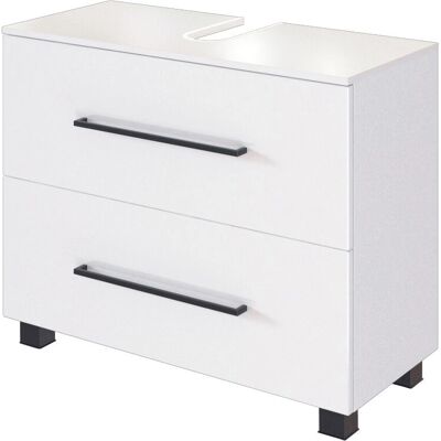 WELLTIME Luena Weiß MDF Waschbeckenunterschrank mit Siphonausschnitt - Waschbeckenunterschrank WELLTIME Luena Weiß MDF Waschbeckenunterschrank mit Siphonausschnitt - Waschbeckenunterschrank