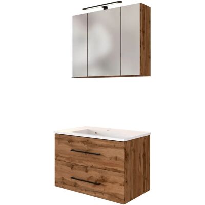 WELLTIME Luena Badmöbel-Set - 80cm Eiche MDF Modern Design WELLTIME Luena Badmöbel-Set - 80cm Eiche MDF Modern Design
