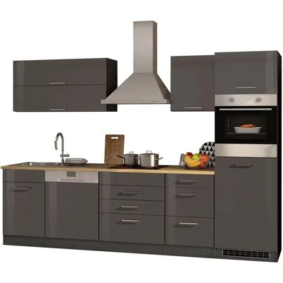 Held Möbel Mailand Küchenzeile - 300cm, Modern, MDF, Stahl Held Möbel Mailand Küchenzeile - 300cm, Modern, MDF, Stahl