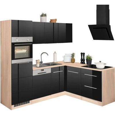 Kochstation KS-Brindisi - Komplett L-förmige Küche mit Schwarz-Optik Kochstation KS-Brindisi - Komplett L-förmige Küche mit Schwarz-Optik
