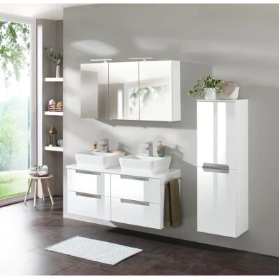 WELLTIME Malibu Midischrank - MDF Weiß, 2 Regale, 40cm Breite WELLTIME Malibu Midischrank - MDF Weiß, 2 Regale, 40cm Breite