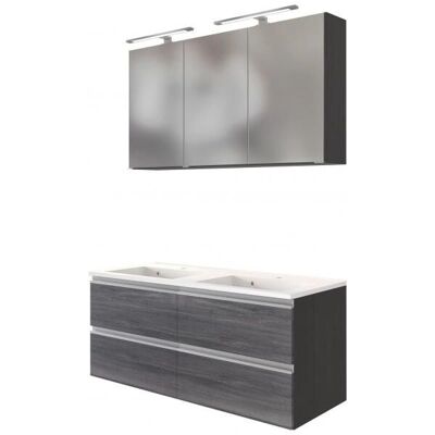 Held Möbel AREZZO Doppelwaschtisch-Set - Graphit / Eiche rauchsilber Held Möbel AREZZO Doppelwaschtisch-Set - Graphit / Eiche rauchsilber