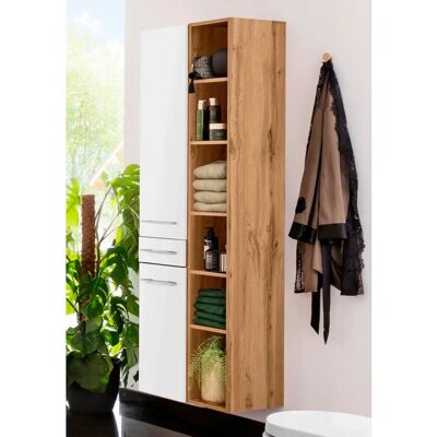 WELLTIME Soria Badschrank - Hochschrank - Weiß/Eiche WELLTIME Soria Badschrank - Hochschrank - Weiß/Eiche