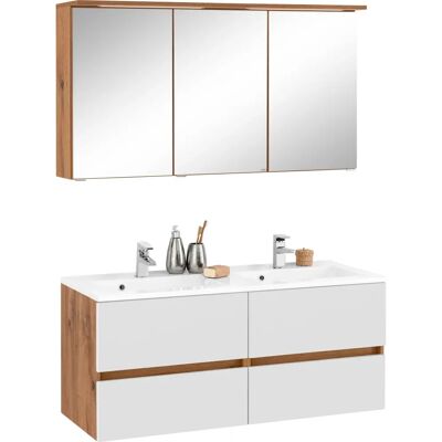 WELLTIME Lucca - Doppelwaschtisch, Spiegel, 120cm - Badmöbel-Set WELLTIME Lucca - Doppelwaschtisch, Spiegel, 120cm - Badmöbel-Set