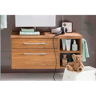 WELLTIME Davos Badschrank - Soft-Close-Schubladen, Siphonausschnitt links, Holz WELLTIME Davos Badschrank - Soft-Close-Schubladen, Siphonausschnitt links, Holz