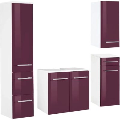 WELLTIME Venedig Badmöbel-Set - Weiß/Aubergine, 50cm Breite WELLTIME Venedig Badmöbel-Set - Weiß/Aubergine, 50cm Breite