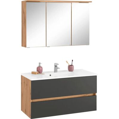 WELLTIME Lucca Badezimmermöbel-Set - 100cm, grau, LED-Beleuchtung WELLTIME Lucca Badezimmermöbel-Set - 100cm, grau, LED-Beleuchtung