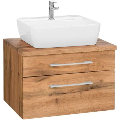 WELLTIME Davos Badezimmer Schrank - Eichefarben - 60cm x 55cm x 47cm - Badmöbel WELLTIME Davos Badezimmer Schrank - Eichefarben - 60cm x 55cm x 47cm - Badmöbel