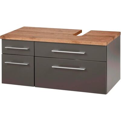 WELLTIME Davos Waschbeckenunterschrank - Grau, 90x41x47 cm, Siphonausschnitt rechts WELLTIME Davos Waschbeckenunterschrank - Grau, 90x41x47 cm, Siphonausschnitt rechts