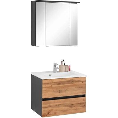 WELLTIME Lucca Badmöbel-Set - LED-Spiegelschrank, 60 cm, Glaseinlegeböden WELLTIME Lucca Badmöbel-Set - LED-Spiegelschrank, 60 cm, Glaseinlegeböden
